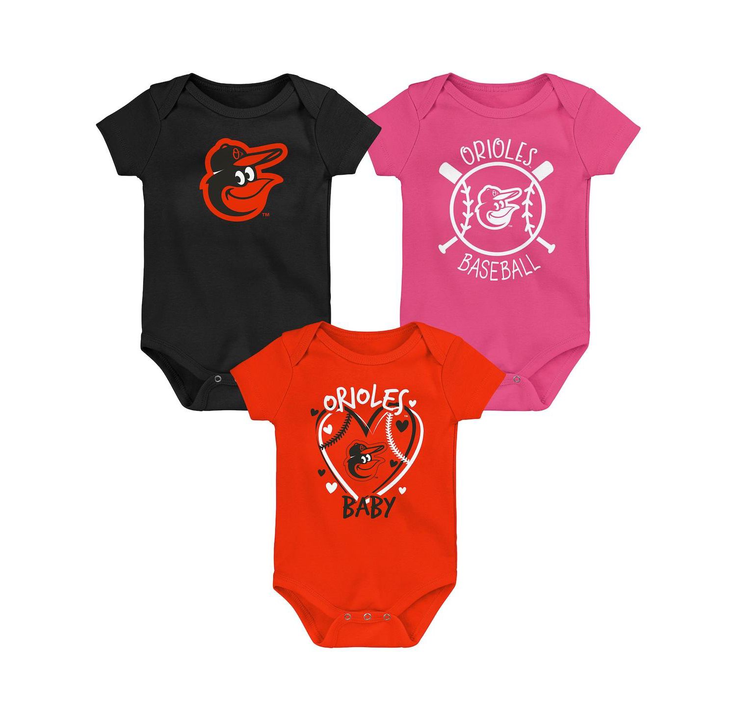 Infant 3-Pack Baltimore Orioles Slide Home Bodysuit Set