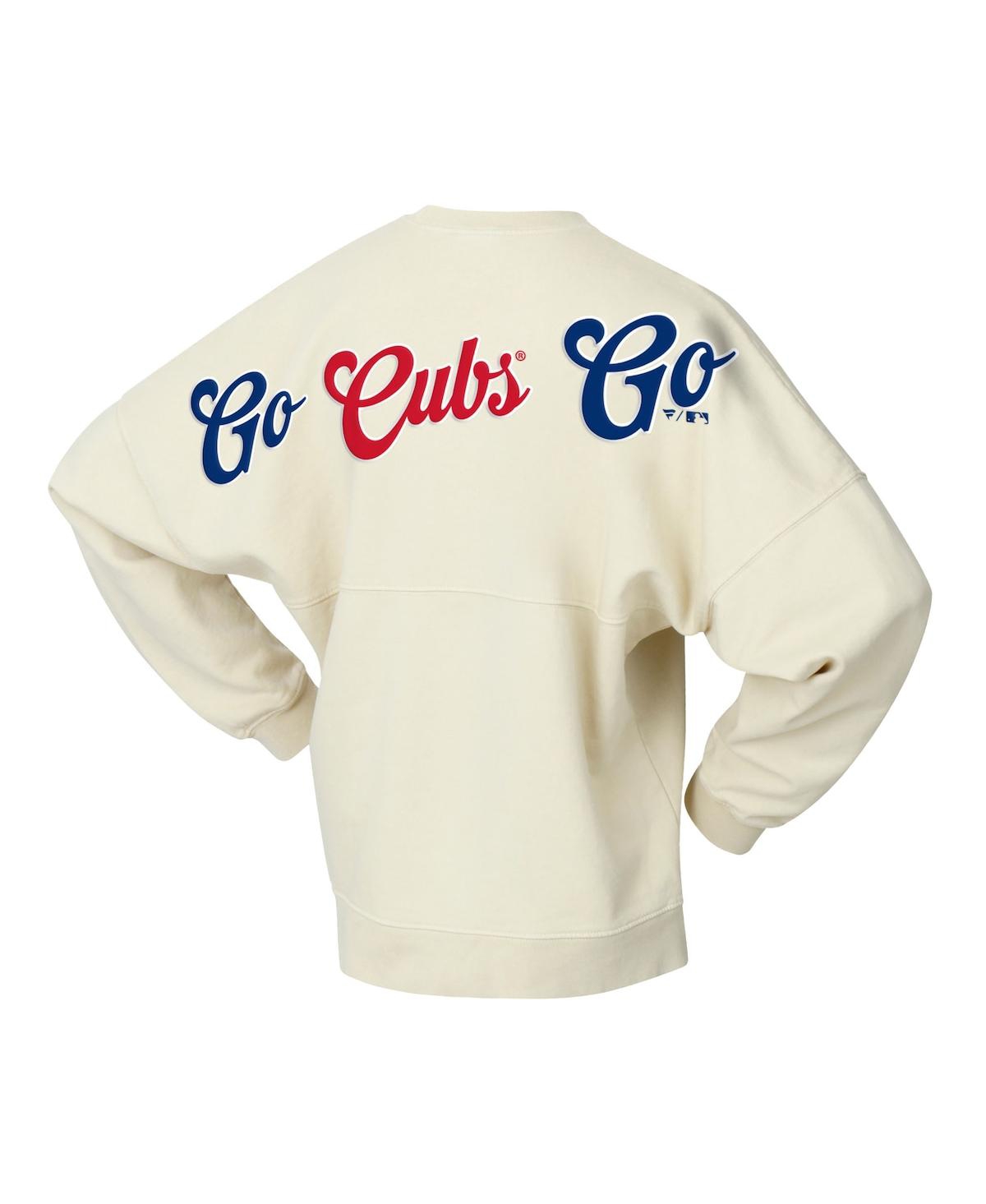 Fanatics Women's Tan Chicago Cubs Pennant Flag Branded Fleece Pullover Sweatshirt In Multi