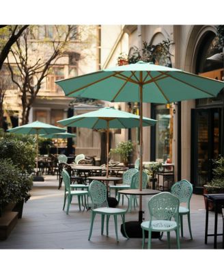 9Ft Patio BOHO Market Patio Umbrella 260GSM Acrylic Fabric 5-Year-Non-Fading Resort Outdoor Market Peppermint Green