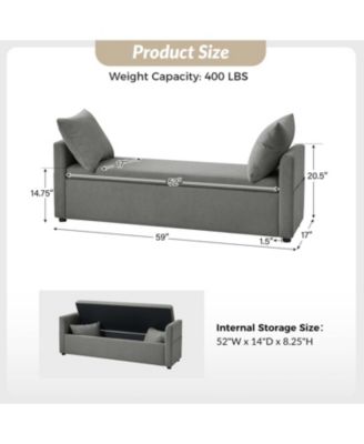 Gema Modern Storage Bench with Two Pillows and Pocket