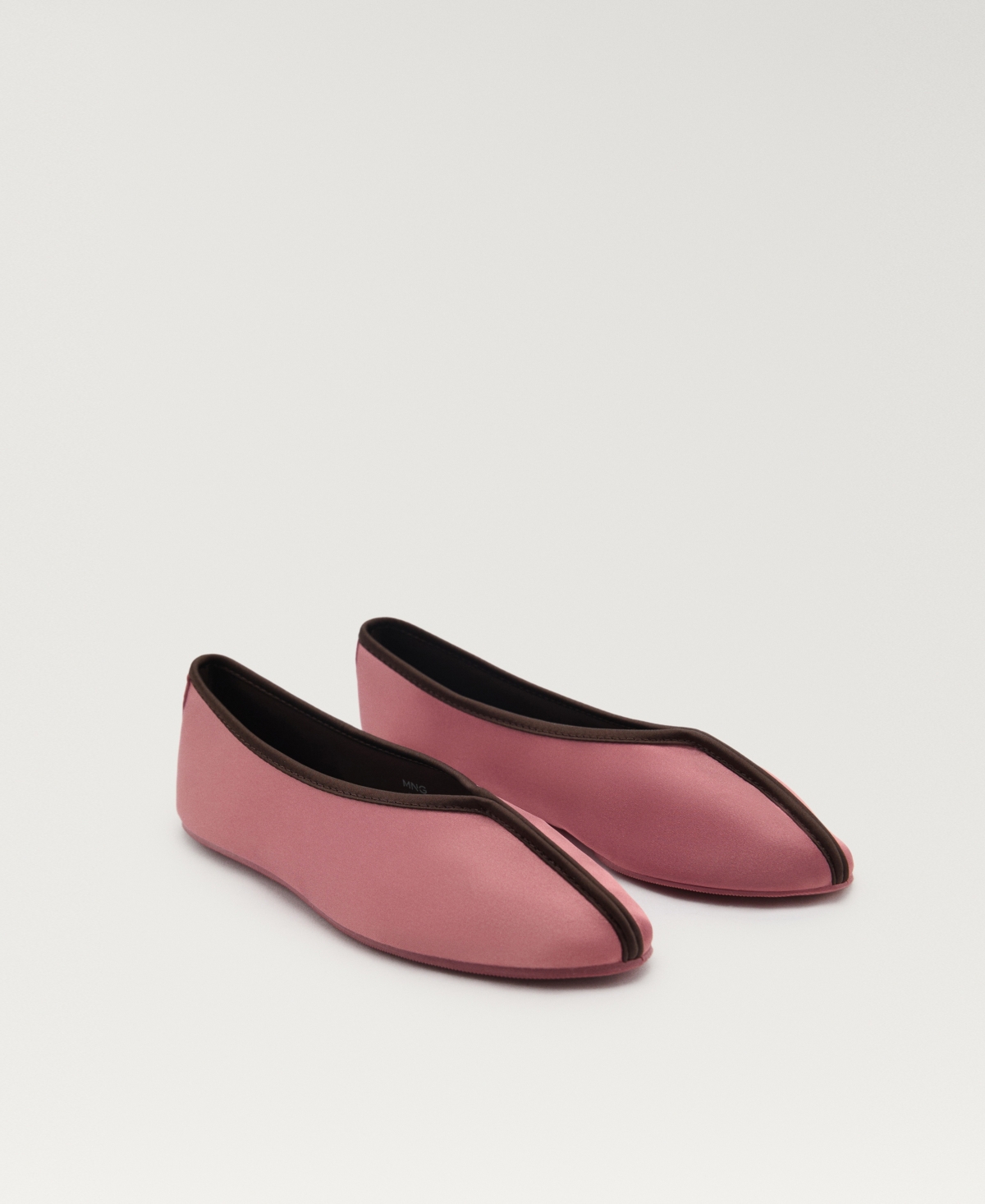 Mango Women's Satin Contrast Piping Ballerina Shoes