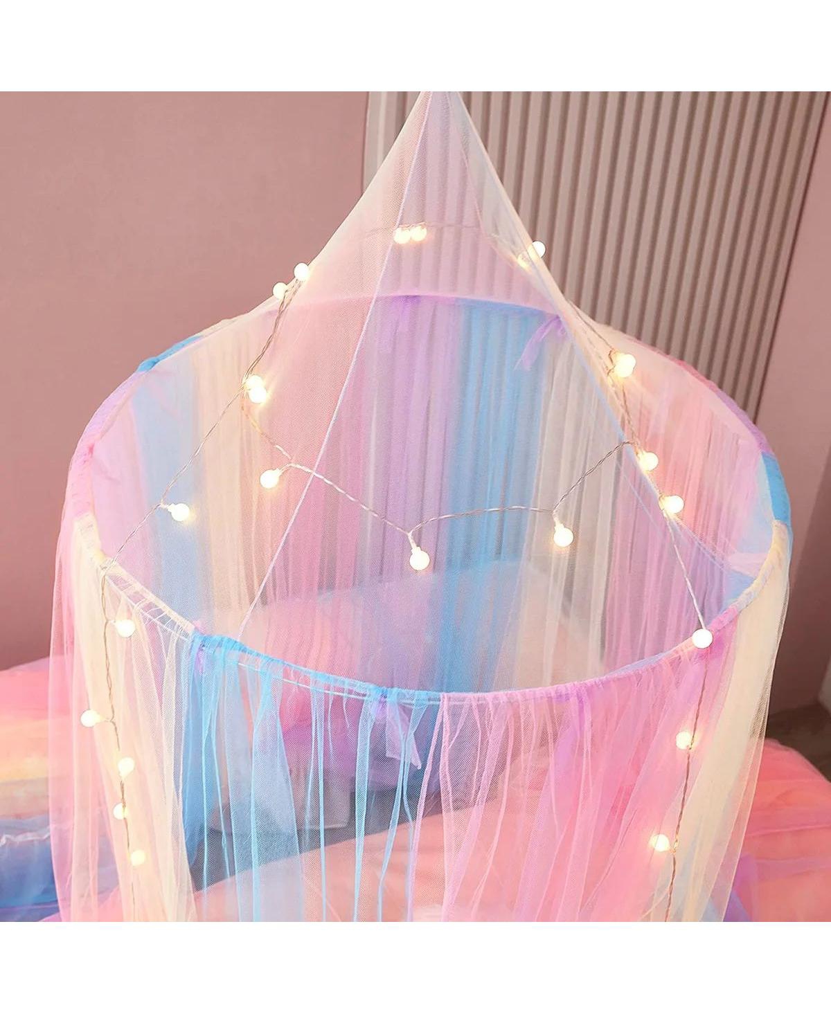 Kate Aurora Breathable Juvi Princess Rainbow Color Hanging Dome Canopy Tent Curtain Drape