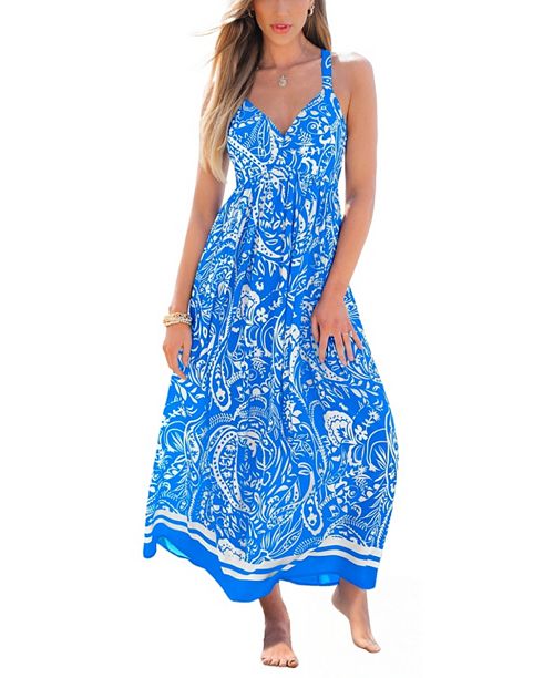alfani Cupshe Women's Sunny Daydream Paisley Maxi Beach Dress Women's Fashion Shoes & Accessories