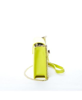 Bright Yellow Mini Crossbody Purse Chain Strap Leather Wristlet Women's Handbag