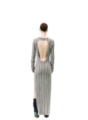 Women's Juniper Backless Striped Wool Maxi Dress