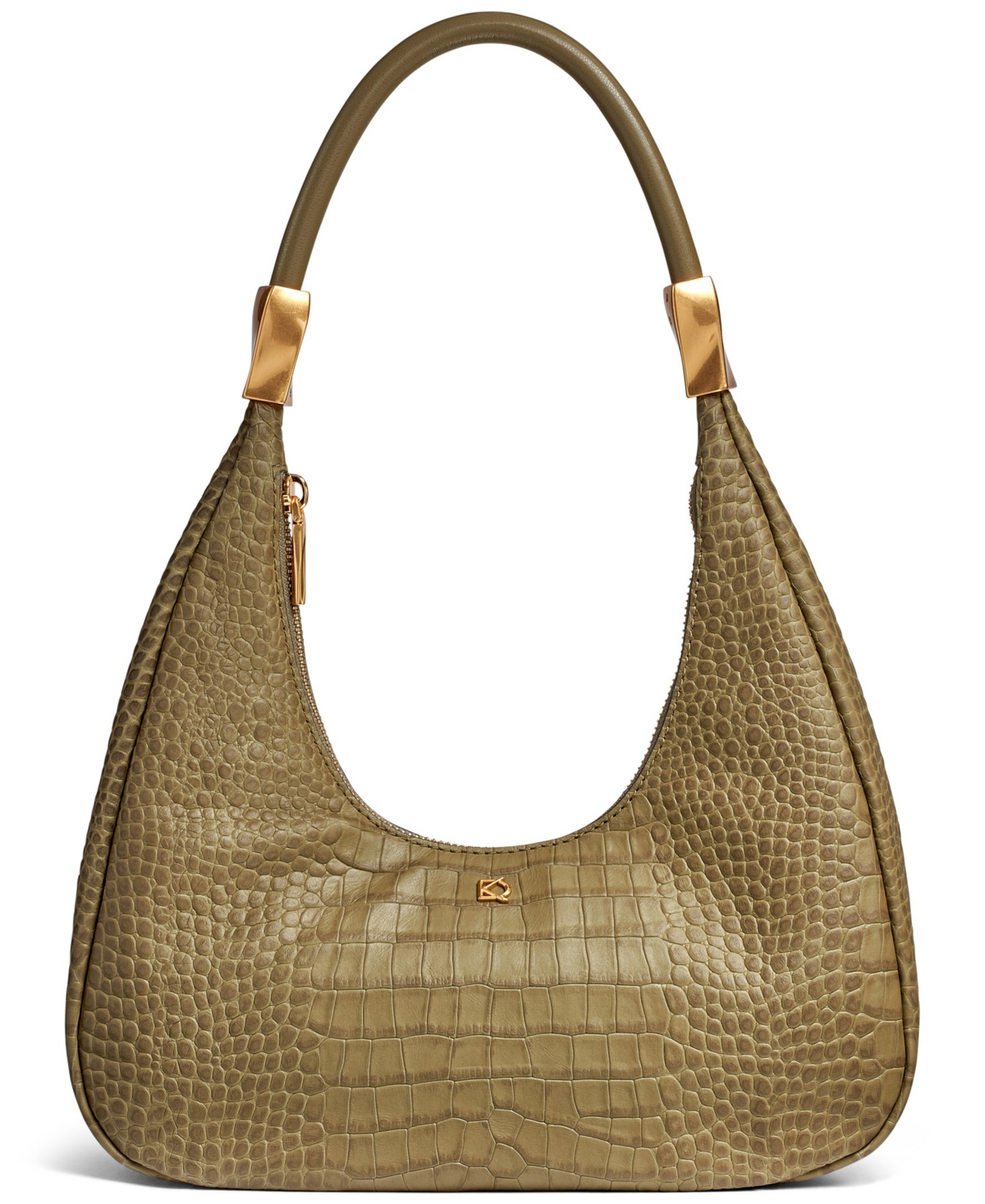 Donna Karan Quogue Embossed Croco Leather Mini Hobo Shoulder Bag