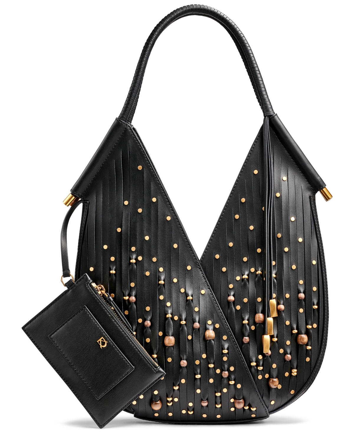 Baldwin Beaded Laser-cut Mini Shoulder Bag - Black, Gold
