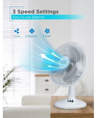 12-inch Desk Fan with 3 Speed Settings, for Home and Office