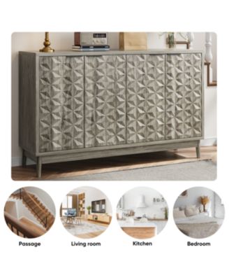 Modern Grey Buffet Cabinet with 4 Doors