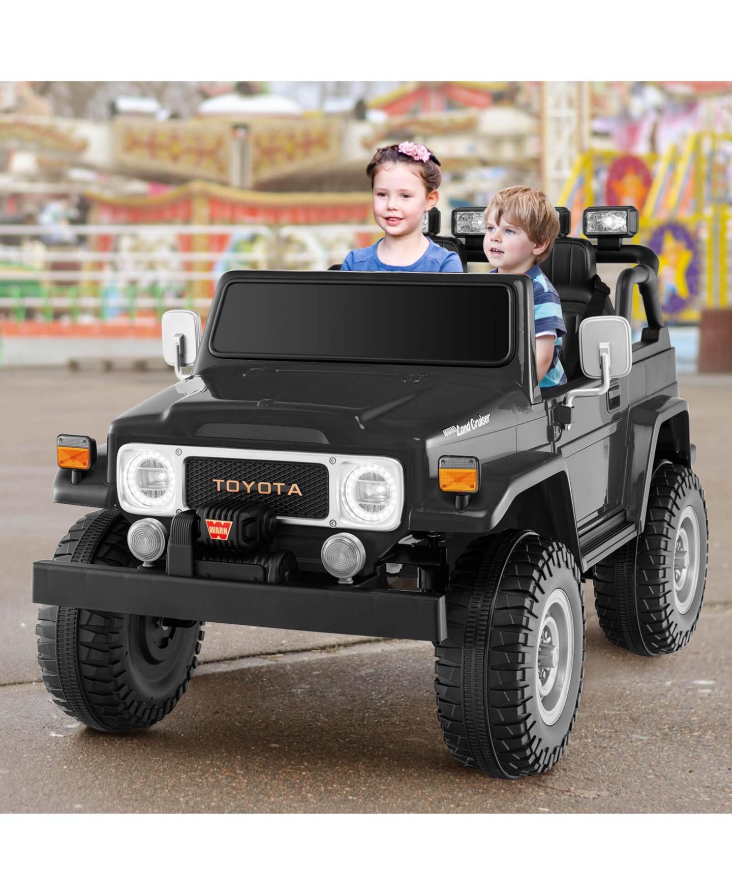 Детская игрушка Mecale Toyota FJ40 12V 2-Seat Remote Control Ride-On Car, 130 lbs Capacity, от 3 лет, цвет: Чёрный — фото 2