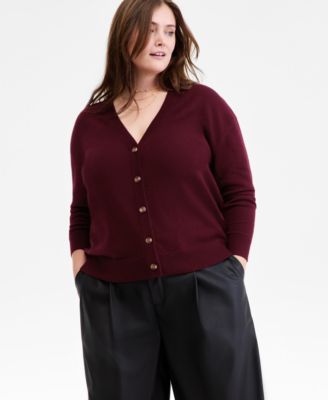 Charter Club - Plus Size 100% Cashmere Button-Front Cardigan