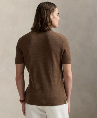Men's Textured Cotton-Linen Shirt Sweater