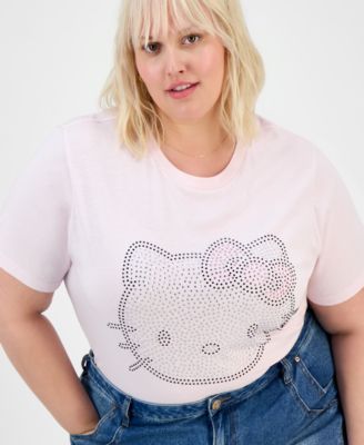 Trendy Plus Rhinestone Hello Kitty Tee
