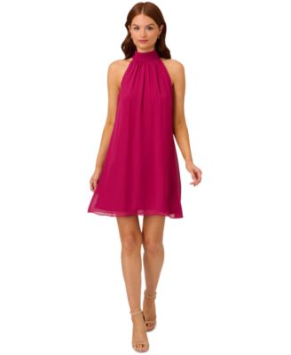 Women's Chiffon Mock-Neck Sleeveless Shift Dress