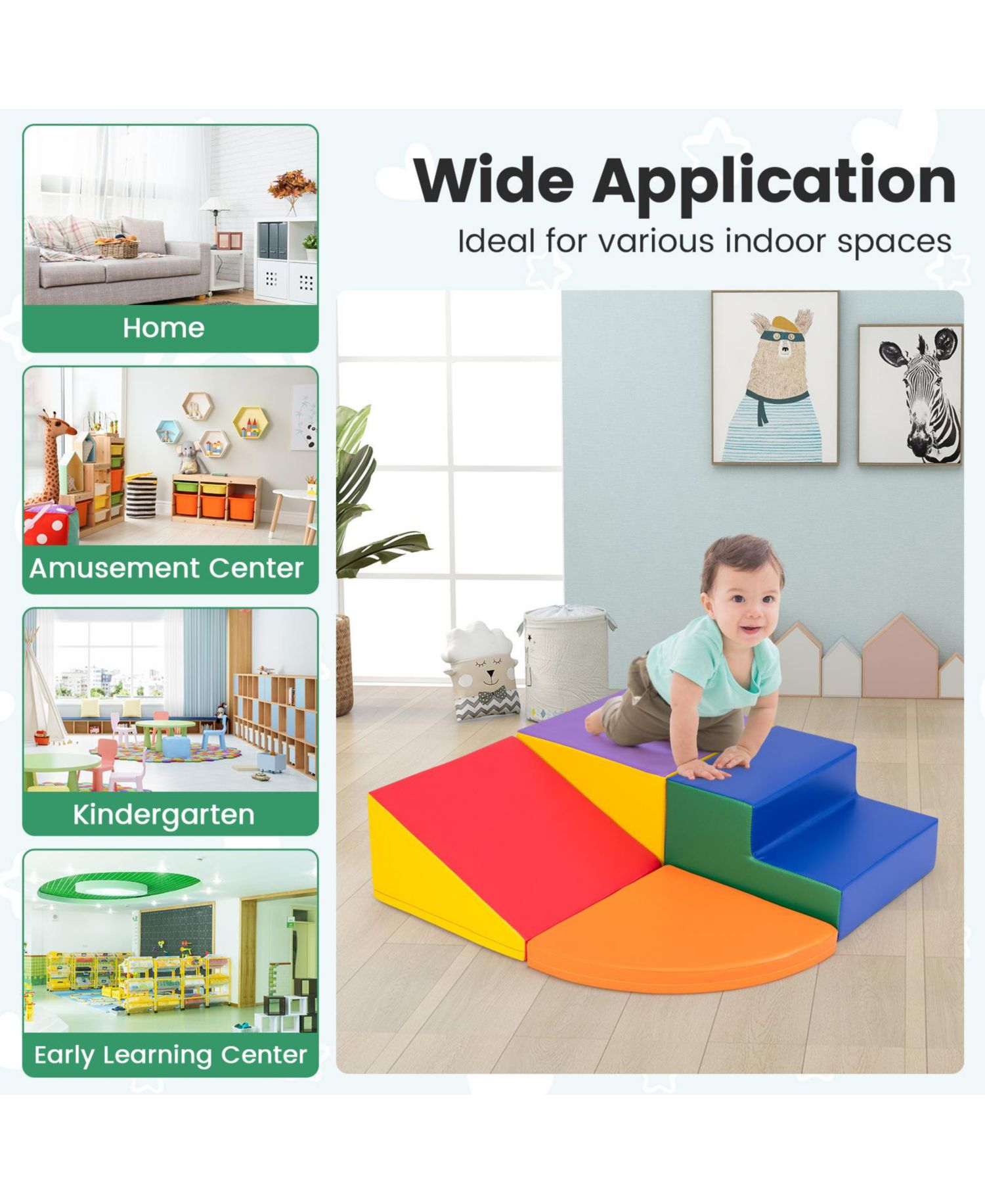 4-Piece Climb and Crawl Foam Block Play Set for Infant Baby