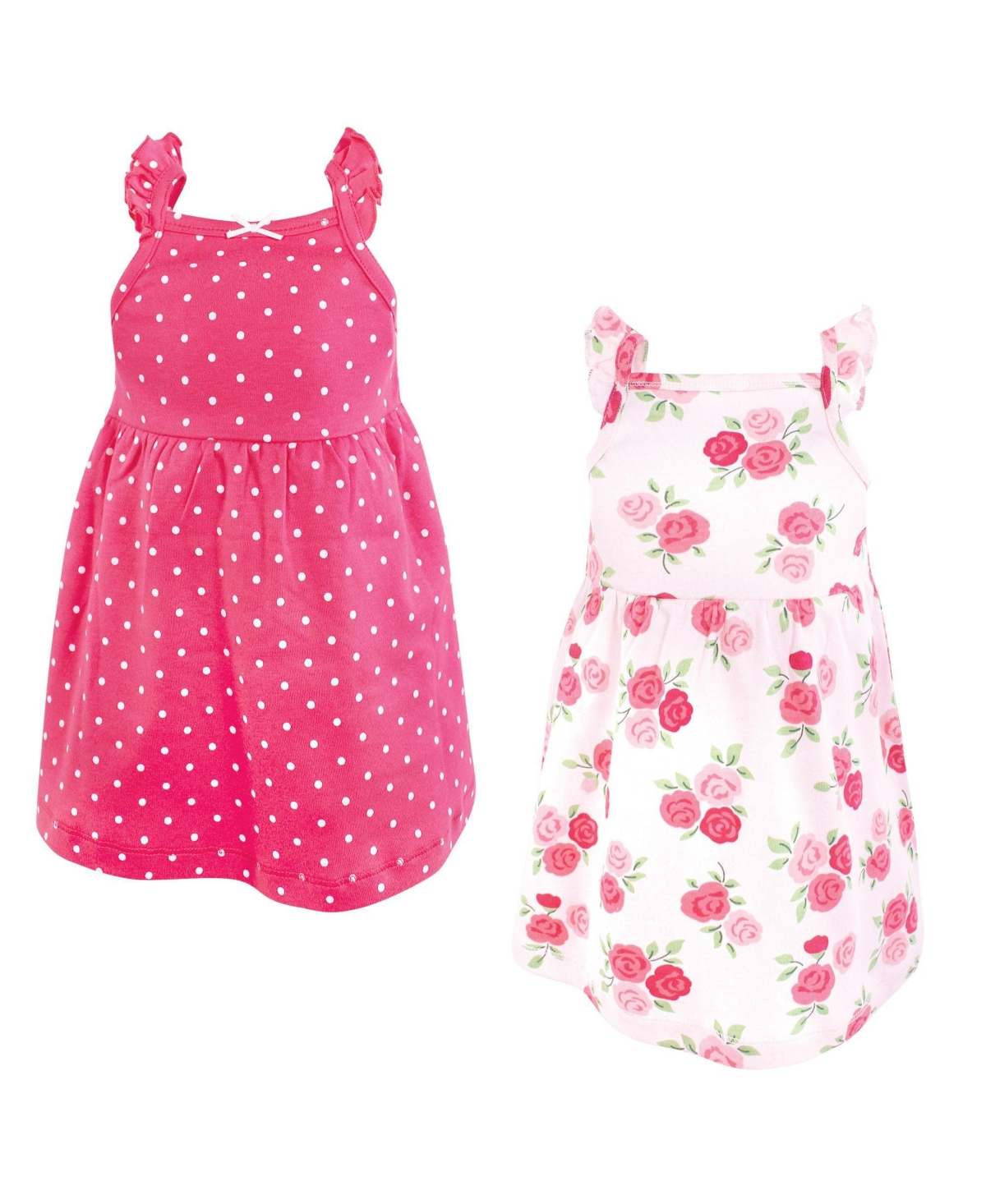 Hudson Baby Baby Girls Hudson Cotton Dresses, Daisy Bee - Dk pink rose dot