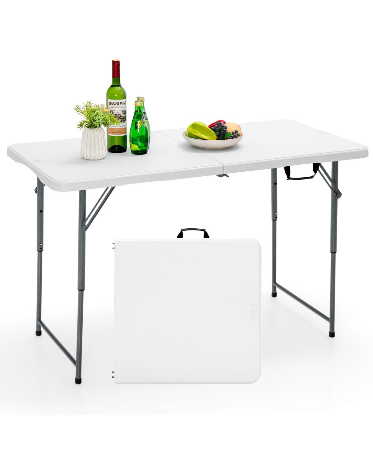 3-Level Height Adjustable Folding Table - White