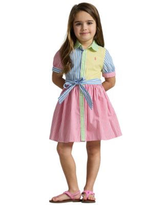 Toddler and Little Girls Striped Cotton Fun Shirtdress