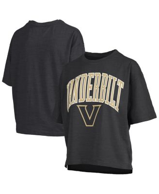 Pressbox - Women's Black Vanderbilt Commodores Nelson Arch Over Logo Waist Length Oversized Slub T-Shirt
