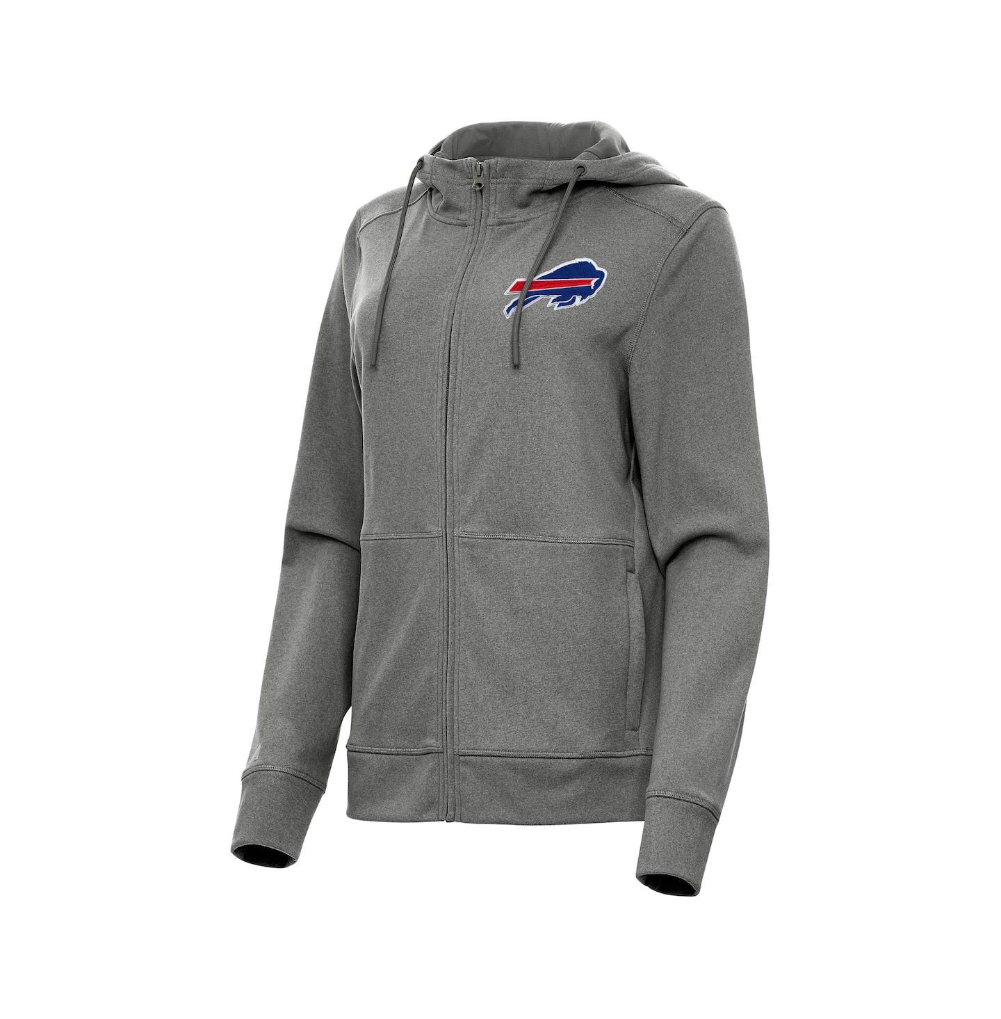 Женская куртка Antigua Heather Charcoal Buffalo Bills Seeker Full-Zip Hoodie Jacket — фото 1