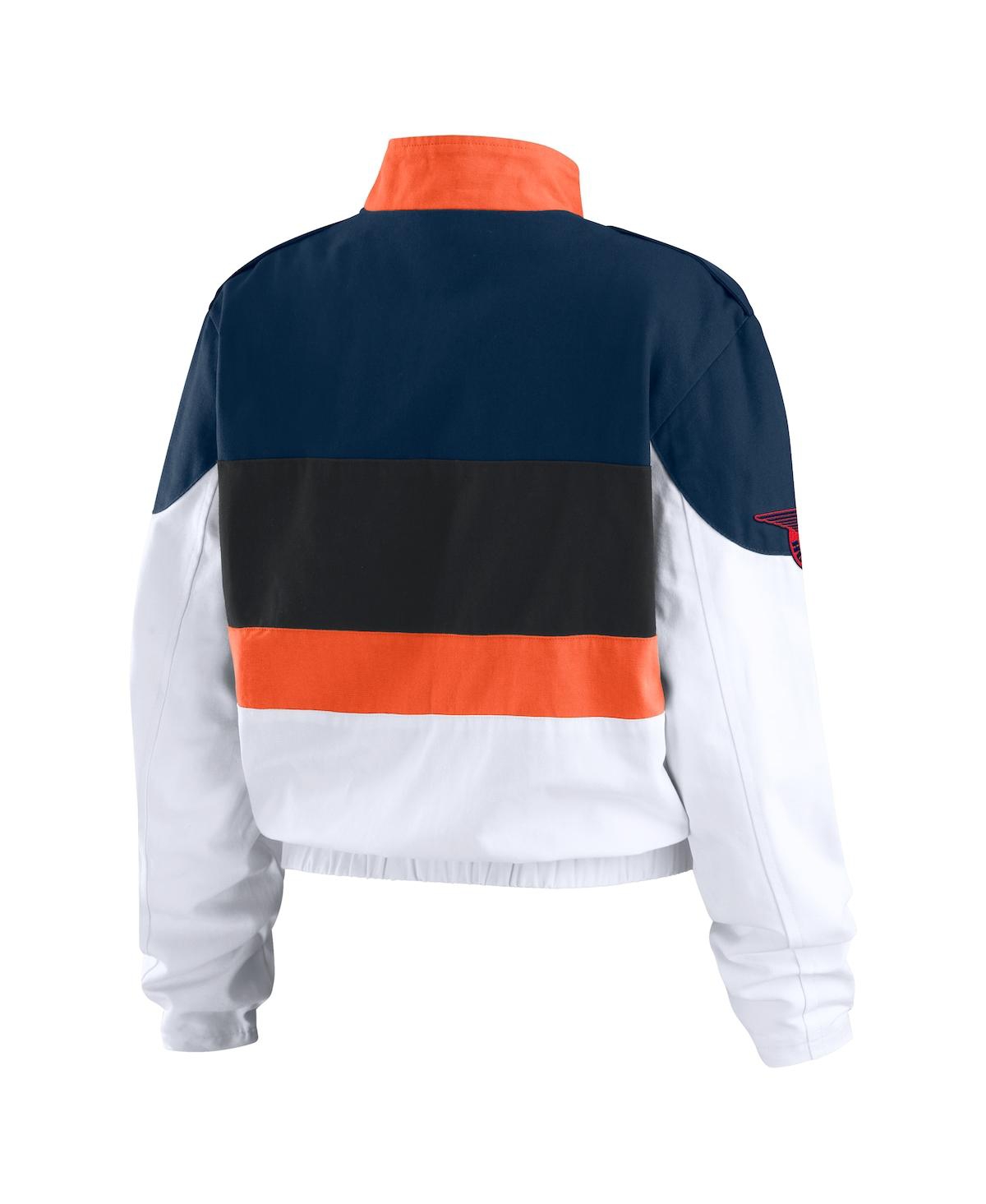 Wear By Erin Andrews Women's Orange/white Houston Astros Racing Full-zip Jacket