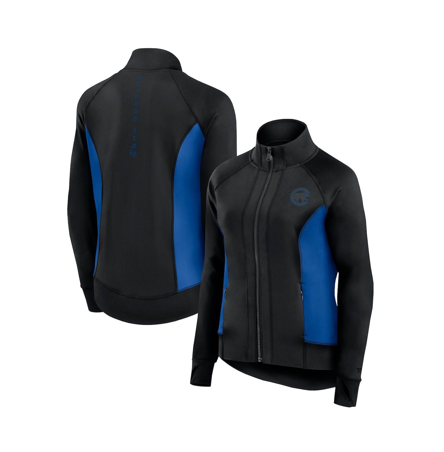 Женская куртка Fanatics Black Chicago Cubs Studio Fitted Full-Zip Gym Track Jacket — фото 1