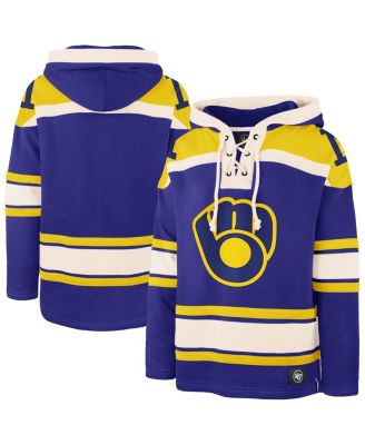 '47 Brand - Men's Royal Milwaukee Brewers Superior Lacer Pullover Hoodie