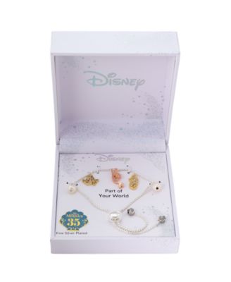 Little Mermaid Cubic Zirconia and Mother of Pearl Charm Bolo Bracelet