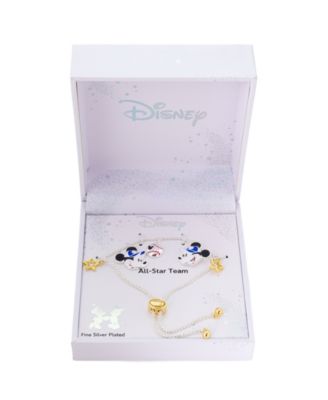 Mickey and Minnie Cubic Zirconia Baseball Charm Bolo Bracelet