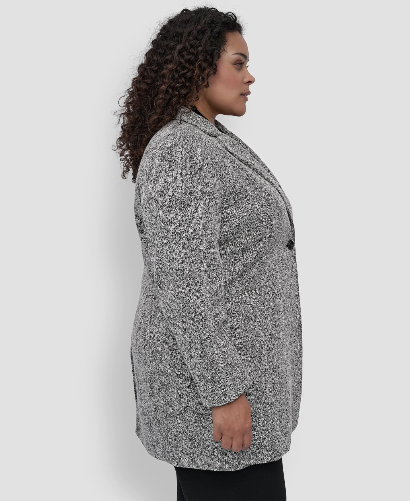 Женская куртка DKNY Plus Size Double D Topper, цвет: Чёрный / Белый — фото 3