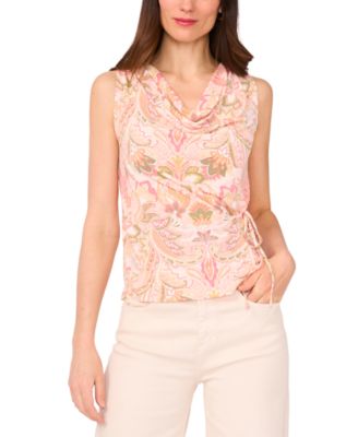 Sam & Jess - Petite Paisley Side-Tie Cowlneck Top