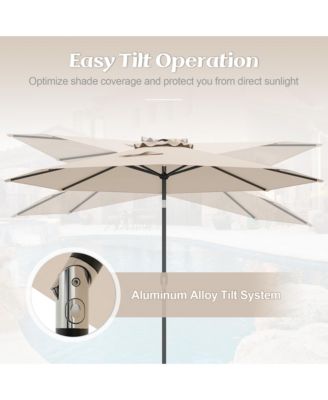 300 CM Patio Umbrella Heavy Duty Market Umbrella w/ Tilt Mechanism Crank Handle