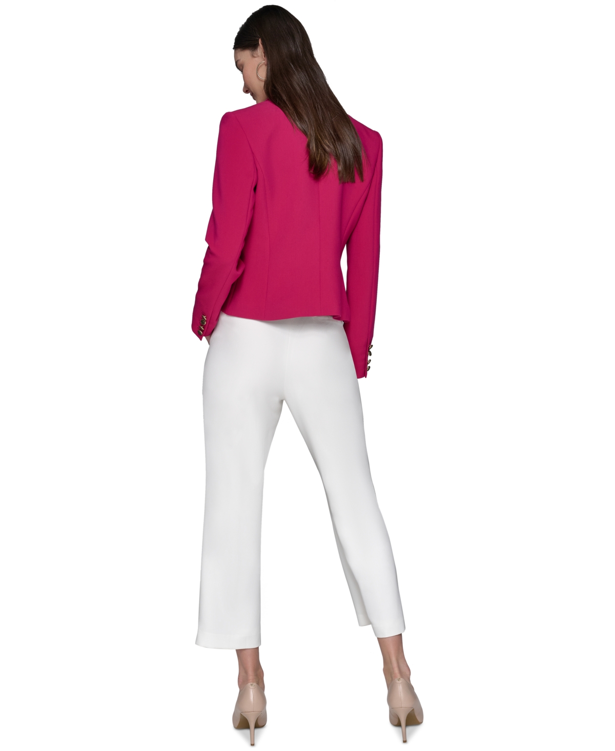 Shop Karl Lagerfeld Women's Peak-lapel Cropped Jacket