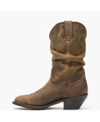 Women's Distressed Tan Slouch Western Boot