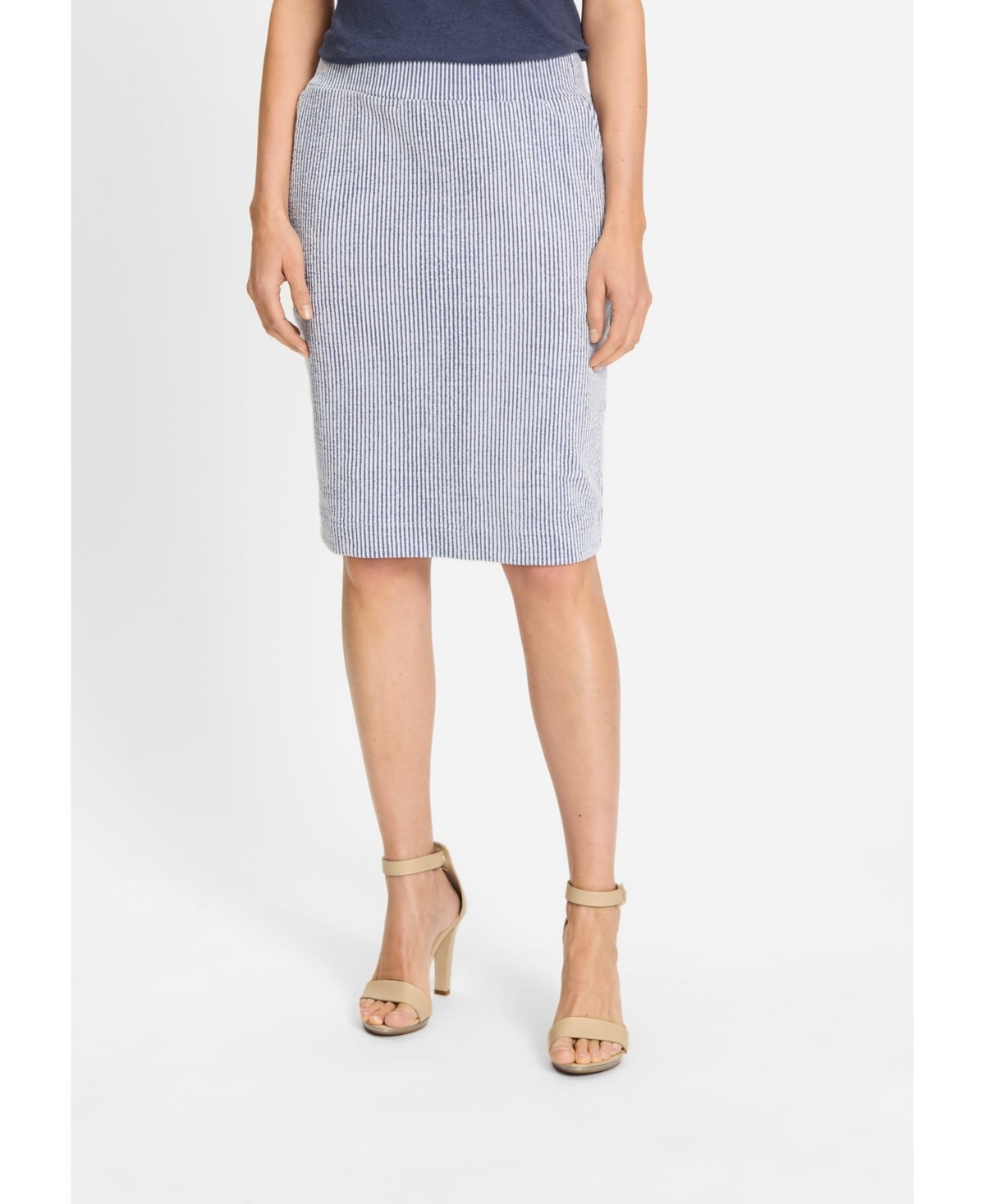 Women's Seersucker Pull-On Skirt - Indigo denim