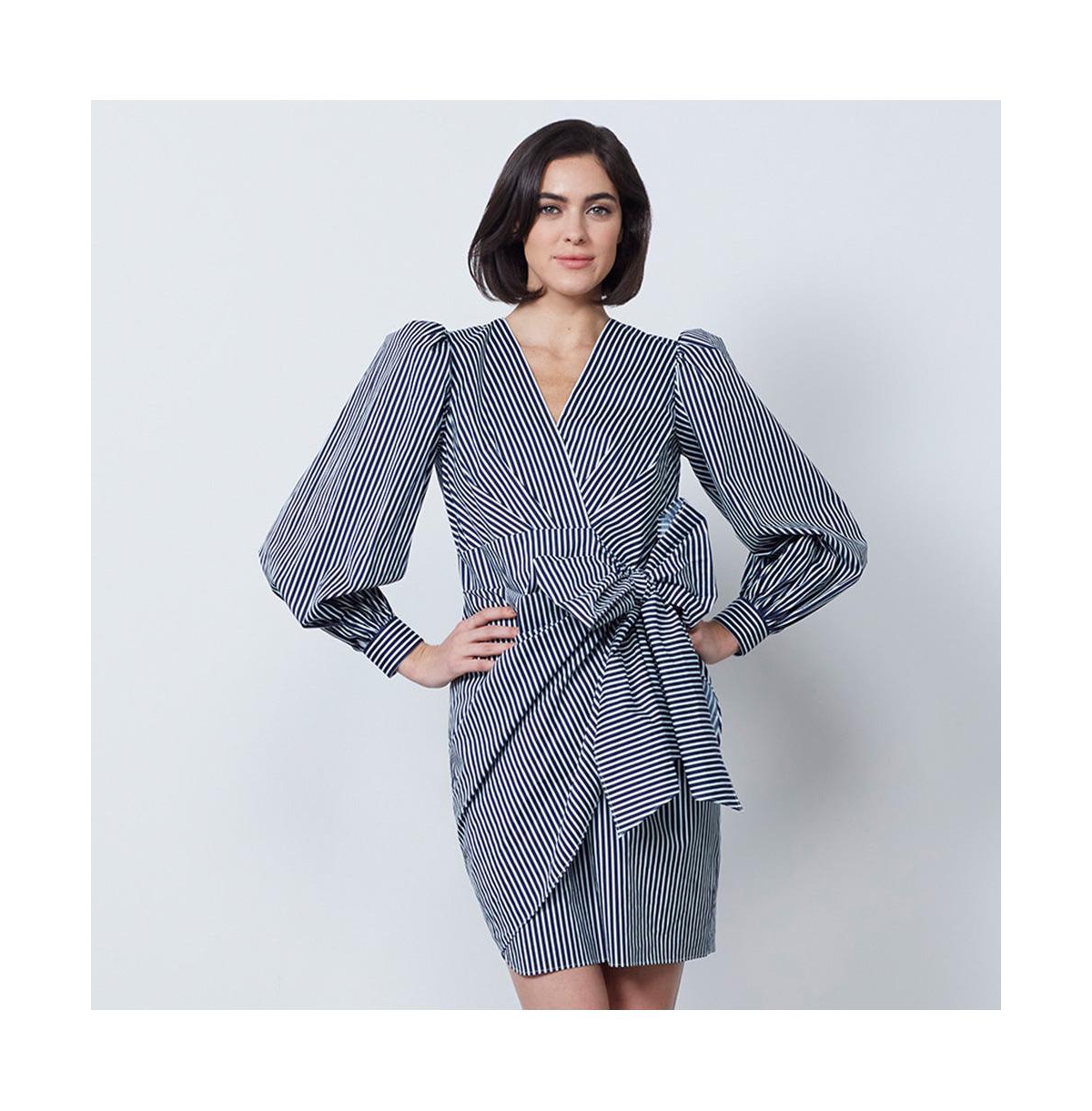 Women's Striped Wrap Shirt Dress Oracle - Twilight navy blue/white
