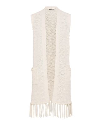 Women's Longline Fringe Trim Vest