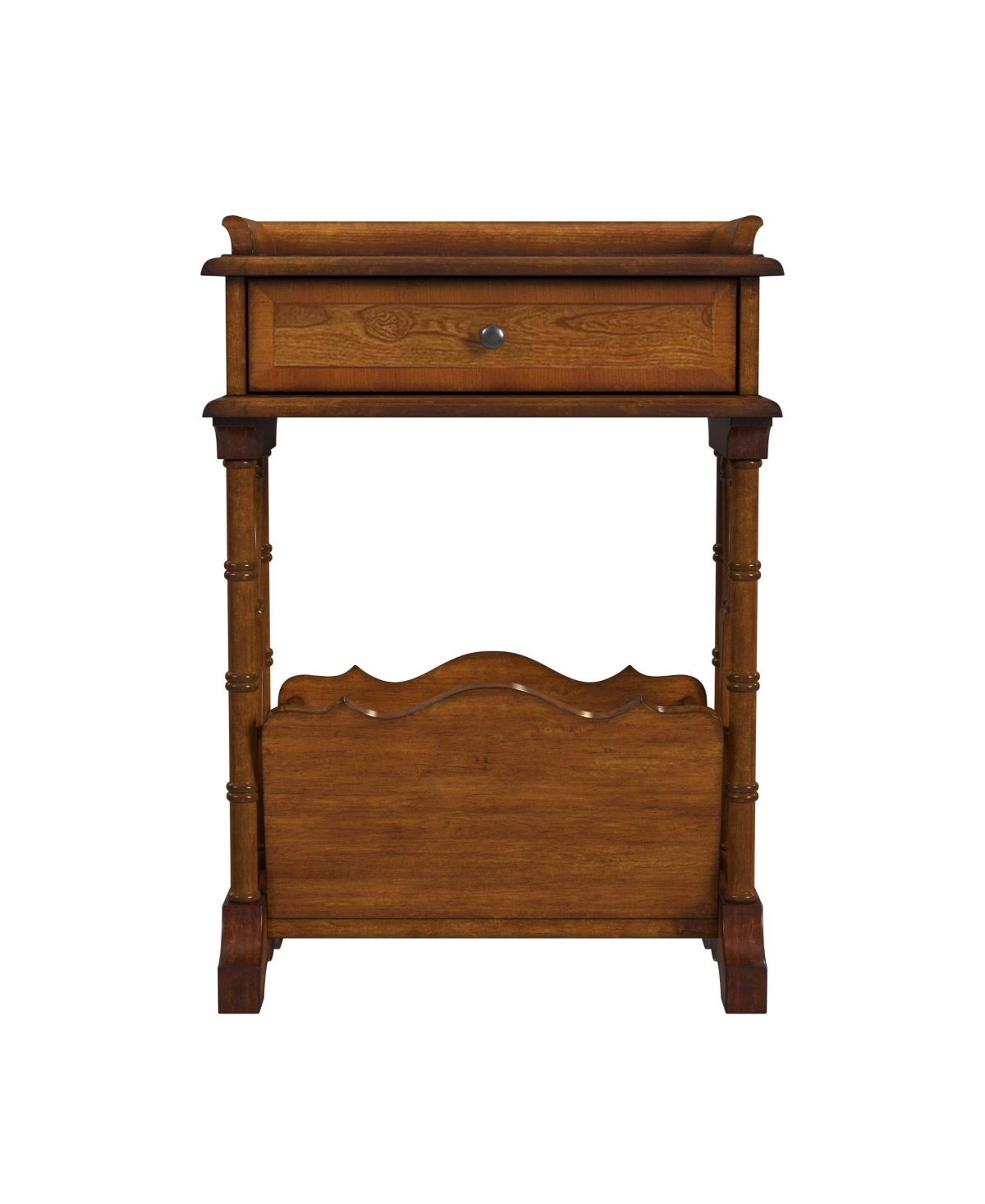 Solid & Manufactured Wood Side Table with Storage Drawer and Magazine Holder