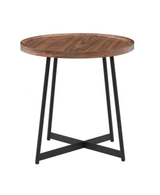 21.66" X 21.66" X 22.05" Round Side Table In American Walnut And Black