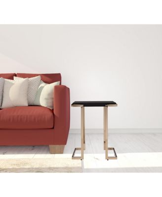 24" Black Geometric Metal Square End Table