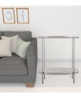 Wood and Iron Rectangular End Table with Shelf for Living Room or Bedroom