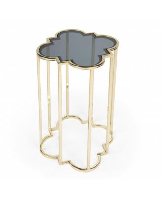 24" Gold And Black Glass Free Form End Table