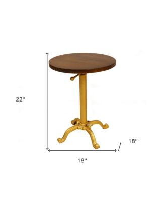 Solid Elm Wood End Table – Round Accent Table with Natural Grain for Home Interiors
