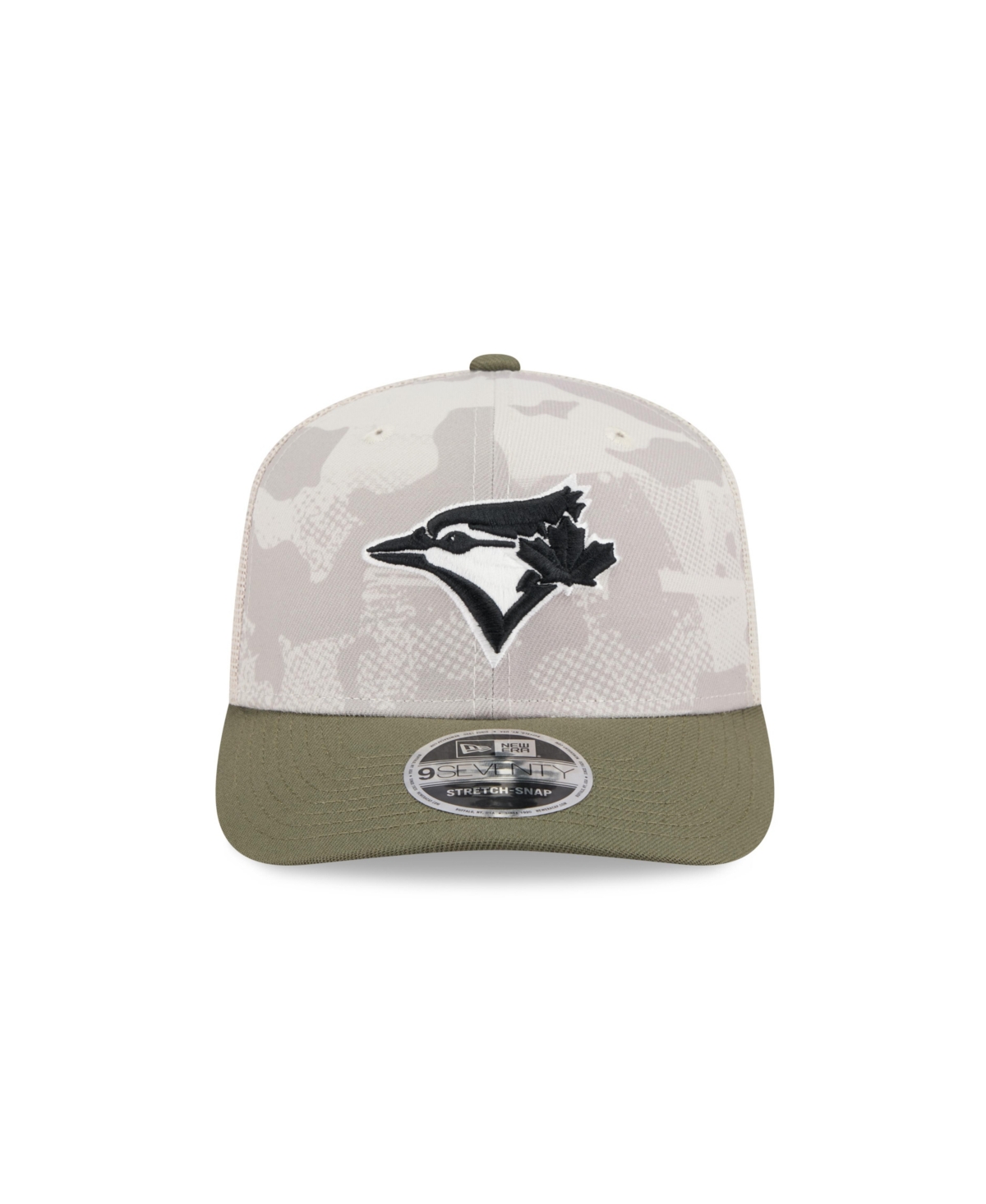 NEW ERA MEN'S LIGHT BEIGE/OLIVE TORONTO BLUE JAYS 2025 ARMED FORCES DAY 9SEVENTY ADJUSTABLE HAT 