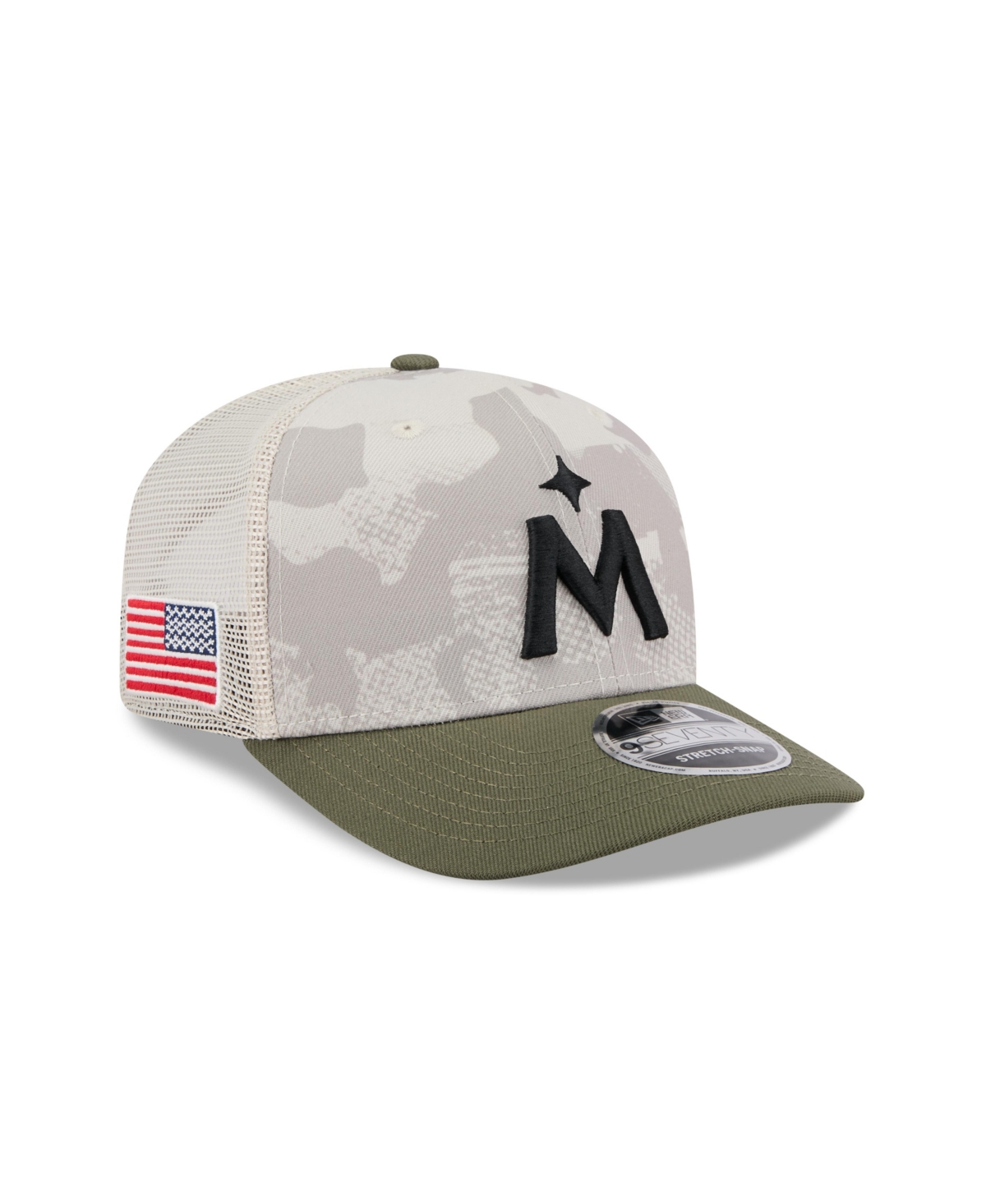 NEW ERA MEN'S LIGHT BEIGE/OLIVE MINNESOTA TWINS 2025 ARMED FORCES DAY 9SEVENTY ADJUSTABLE HAT 