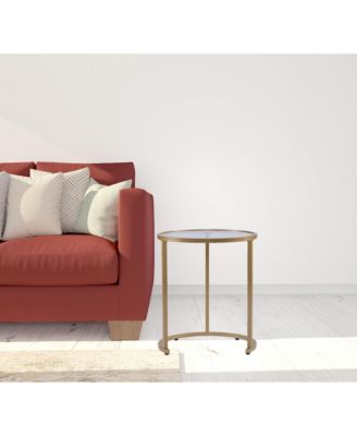 Set of Two Glass and Steel Round Nested Tables for Living Room or Bedroom