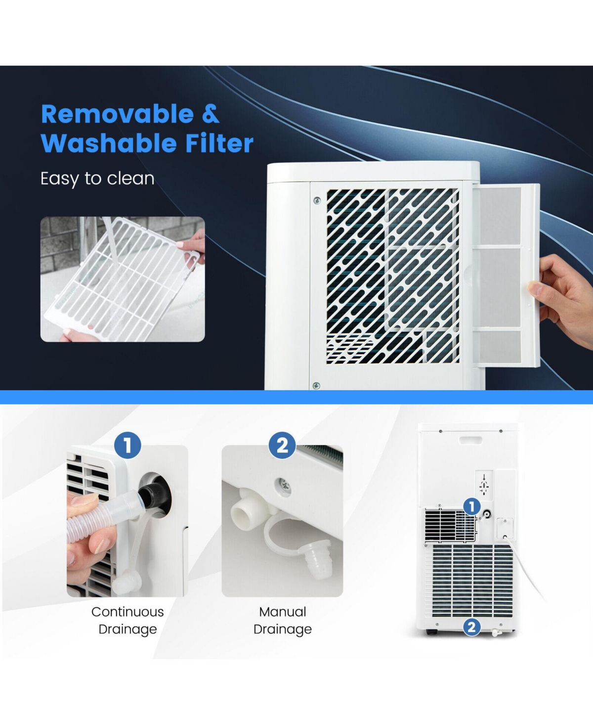 5000 Btu Portable Air Conditioner Cools 250 Sq.Ft