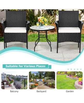 2PCS Chairs Outdoor Patio Rattan Wicker Dining Arm Seat With Cushions