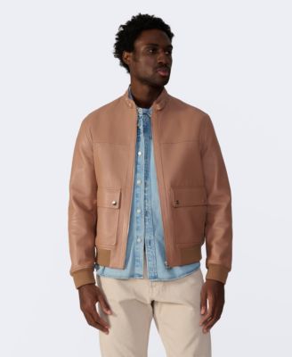 Men's Men s Leather Bomber Jacket, Created for Macy s