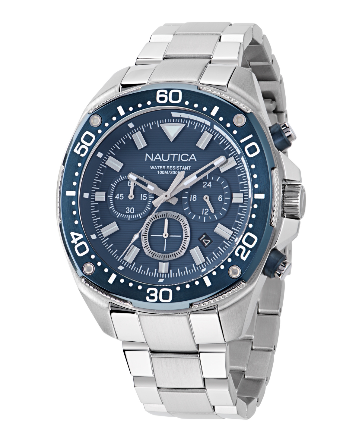 Men's Chronograph Silver-Tone Stainless Steel Watch, 46mm - Silver Tone